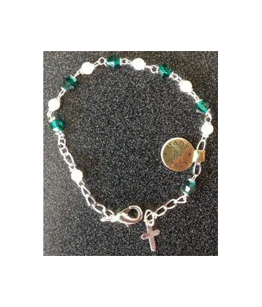 Swarovski Emerald Crystal Bracelet With Cross 7.5-inch
