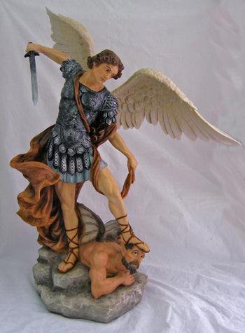 Saint Michael- Hand-Painted In Full Color 29-inch