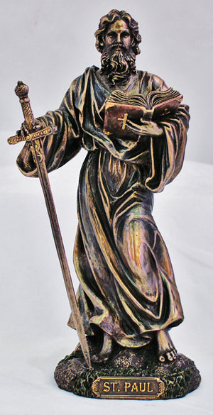 Saint Paul Lightly Hand-Painted Cold Cast Bronze 8-inch
