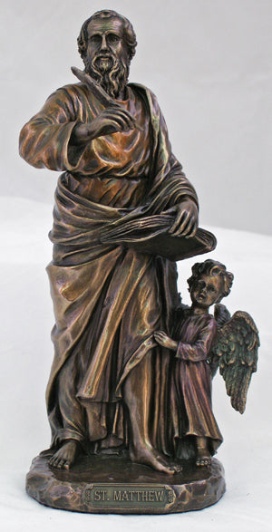 Saint Matthew Lightly Hand-Painted Cold Cast Bronze 8-inch
