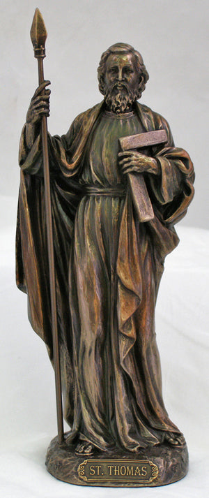 Saint Thomas Lightly Hand-Painted Cold Cast Bronze 8-inch