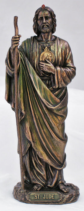 Saint Jude Lightly Hand-Painted Cold Cast Bronze 8-inch