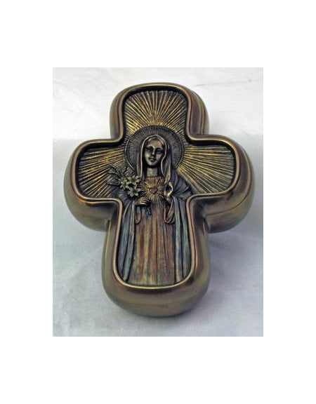 Immaculate Heart Mary Boxlightly Painted Bronze Finish 5X4-inch