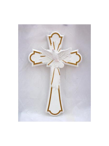 Holy Spirit Cross Lightly Hand-Painted Pastels 8-inch