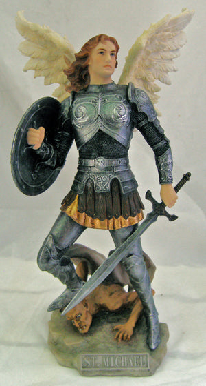 Archangel Michael Hand-Painted In Full Color 12.75-inch
