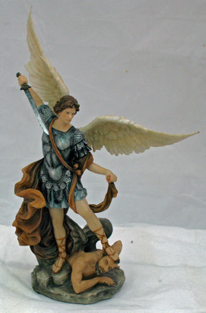 Saint Michael Hand-Painted In Full Color With Brown 10-inch