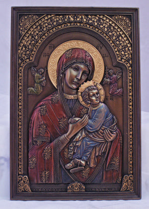 Ol Perpetual Help Plaque Hand-Painted Cold Cast Bronze 6X9-inch