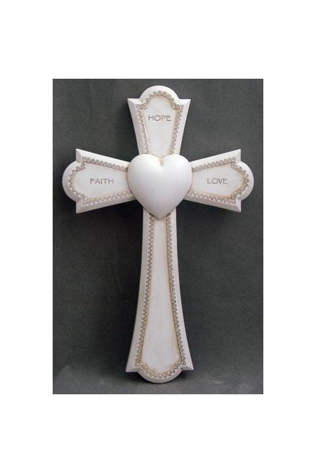 Faith Hope Love Cross Antiqued Resin 7.25-inch
