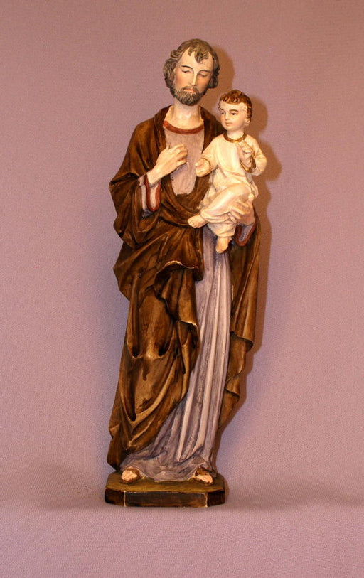 Saint Joseph And Child Hand-Painted Alabaster 8-inch