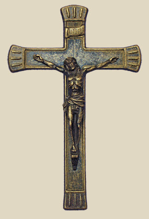 Crucifix Antiqued Brass 7.5-inch