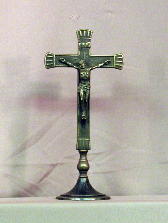 Standing Crucifix Antiqued Brass 10.5-inch