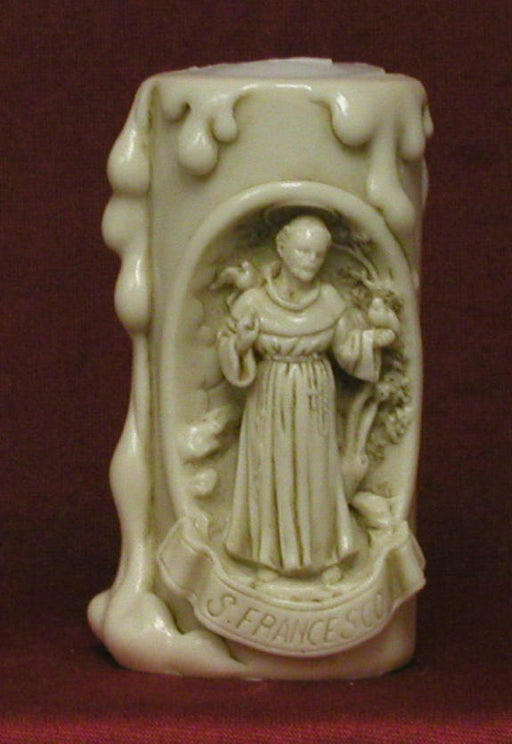 Saint Francis Votive Candle Antiqued Alabaster 4-inch
