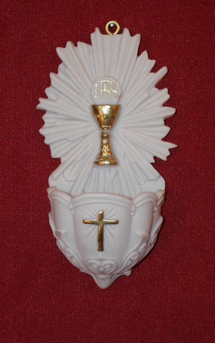 First Communion Font White Alabaster 5-inch