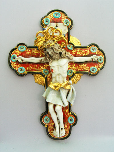 Crucifix Hand-Painted Ceramic 20-inch