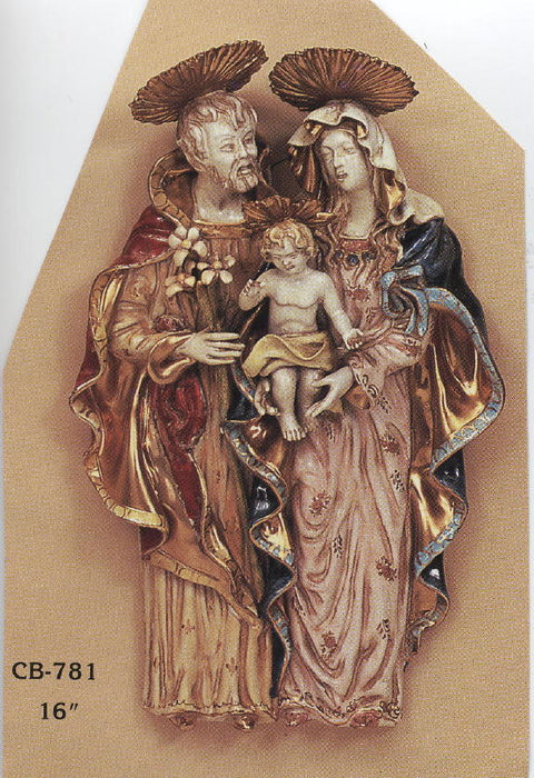 Holy Family Wall Plaque Hand-Painted Ceramic 16-inch