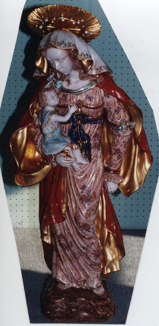Madonna And Child Hand-Painted Ceramic 39-inch