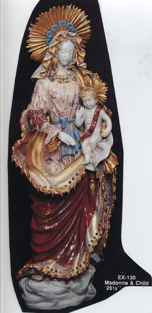 Madonna And Child Hand-Painted Ceramic 30-inch