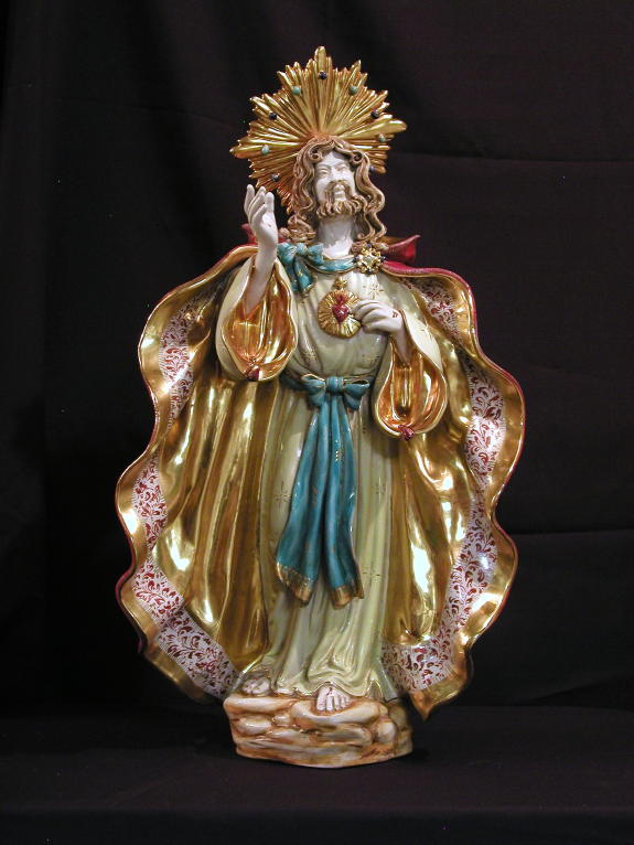 Sacred Heart Of Jesus Hand-Painted Ceramic 15X27-inch