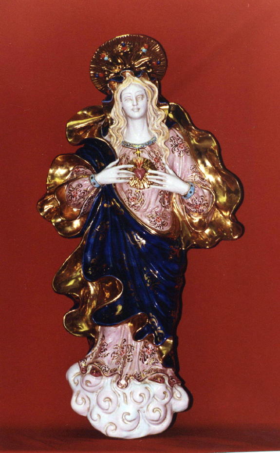 Immaculate Heart Of Mary Wall Plaque Hand-Painted Ceramic 21-inch