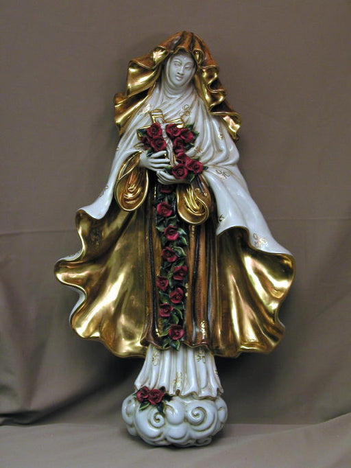 Saint Theresa Wall Plaque Hand-Painted Ceramic 21-inch