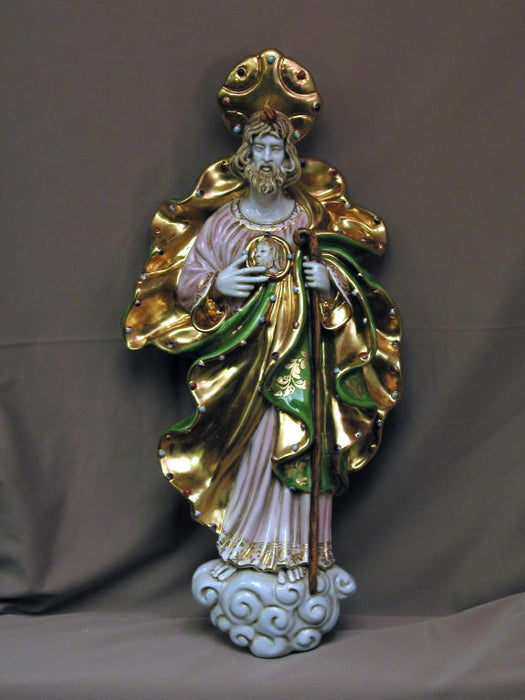 Saint Jude Wall Plaque Hand-Painted Ceramic 21-inch