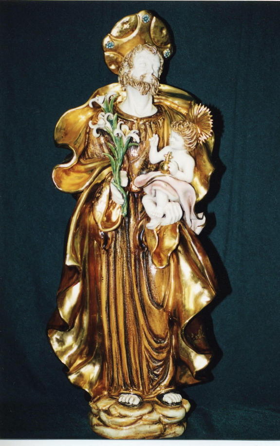 Saint Joseph And Child Hand-Painted Ceramic 23-inch