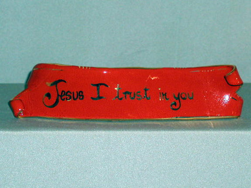 Jesus I Trust In You Plaque Hand-Painted Ceramic 6X2-inch