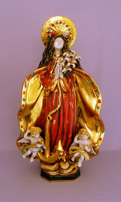 Saint Philomena With Angels Hand-Painted Ceramic 20-inch