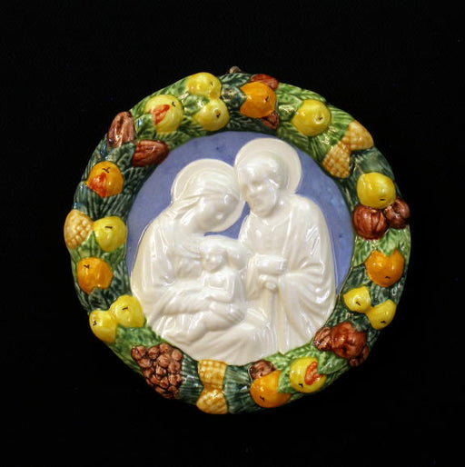 Holy Family Della Robbia Hand-Painted Ceramic 4-inch
