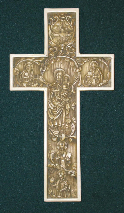 True Church Cross Antiqued Alabaster 12-inch