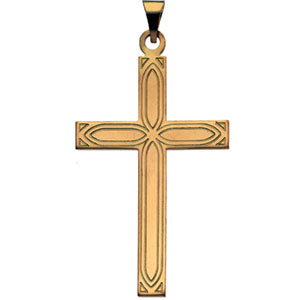14K Yellow Gold Cross Pendant with Design