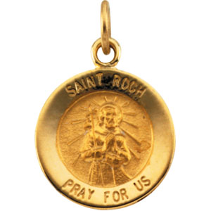 14K Yellow Gold Saint Roch Pendant