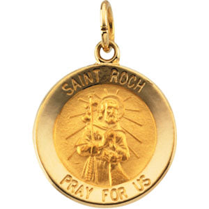 14K Yellow Gold Saint Roch Pendant