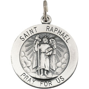 Sterling Silver Saint Raphael Pendant Necklace Set