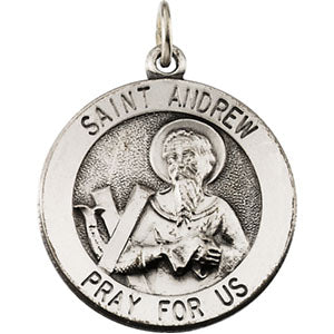 14K White Gold Saint Andrew Pendant