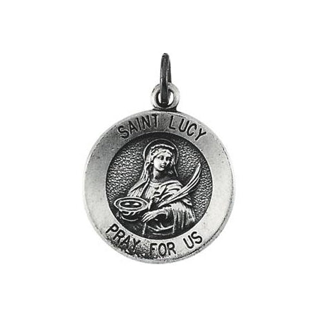 Sterling Silver Round Saint Lucy Pendant