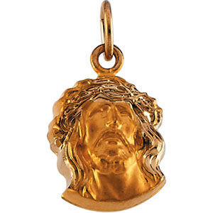 14K Yellow Gold Head Of Jesus with Crown Pendant