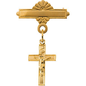 14K Gold Crucifix Baptismal Pin