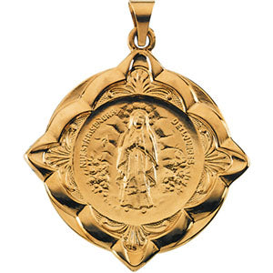 14K Yellow Gold Our Lady Of Lourdes Pendant