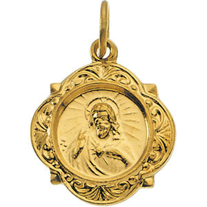 14K Yellow Gold Sacred Heart Of Jesus Pendant