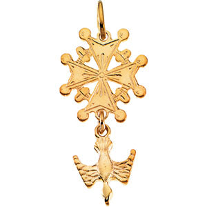 14K Yellow Gold Huguenot Cross Pendant