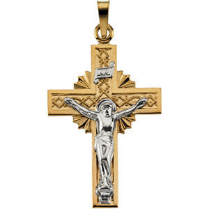14K Yellow Gold/White Two-Tone Crucifix Pendant