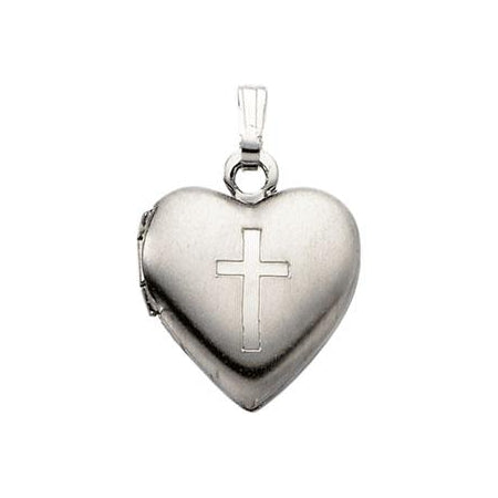 Sterling Silver Heart Locket With Cross