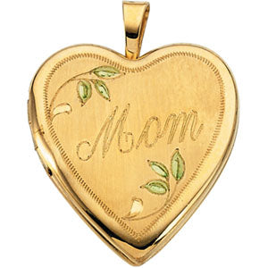 14K Yellow Gold Mom Locket with Color