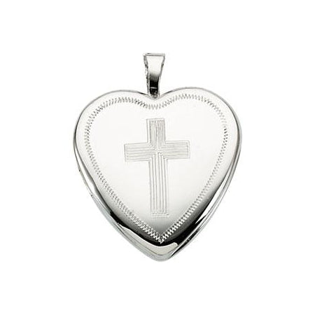 Sterling Silver Locket With Cross Necklace Set