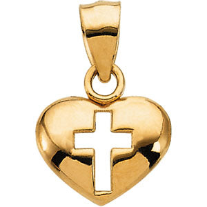14K Yellow Gold Cross/Heart Pendant