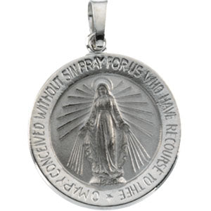 14K White Gold Miraculous Medal