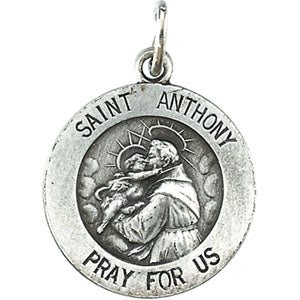 14K White Gold Saint Anthony Pendant