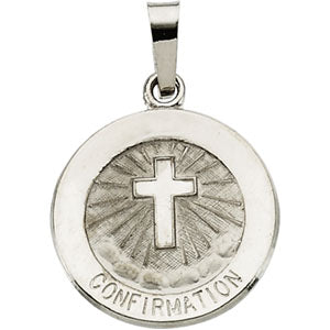 14K White Gold Confirmation Pendant with Cross