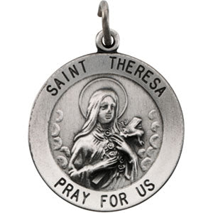Sterling Silver Saint Theresa Pendant Necklace Set